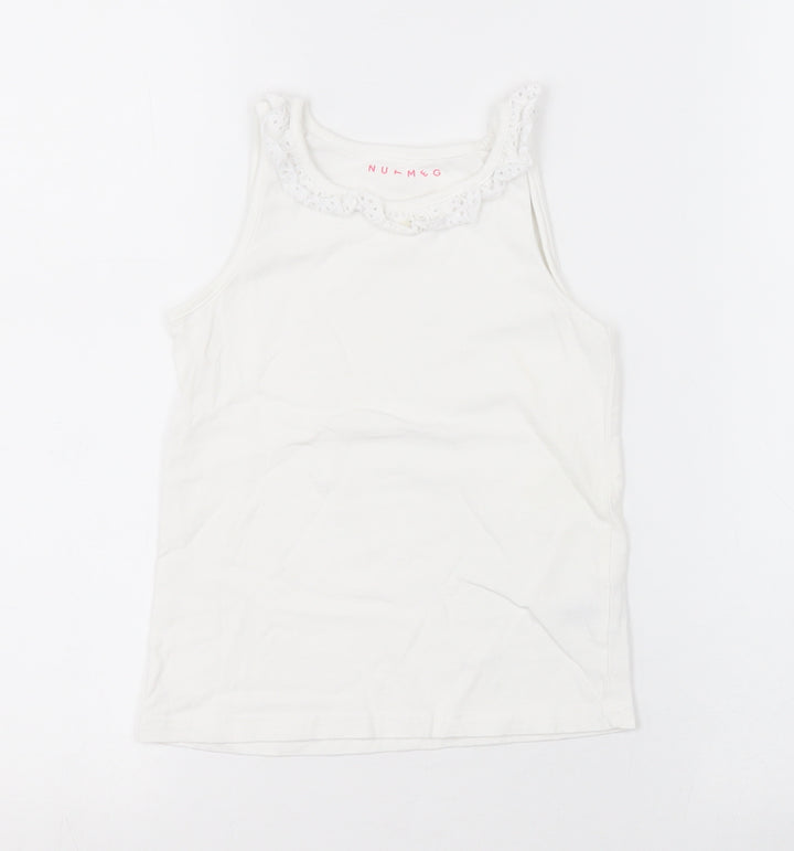 Nutmeg Girls White Basic Tank Size 5-6 Years