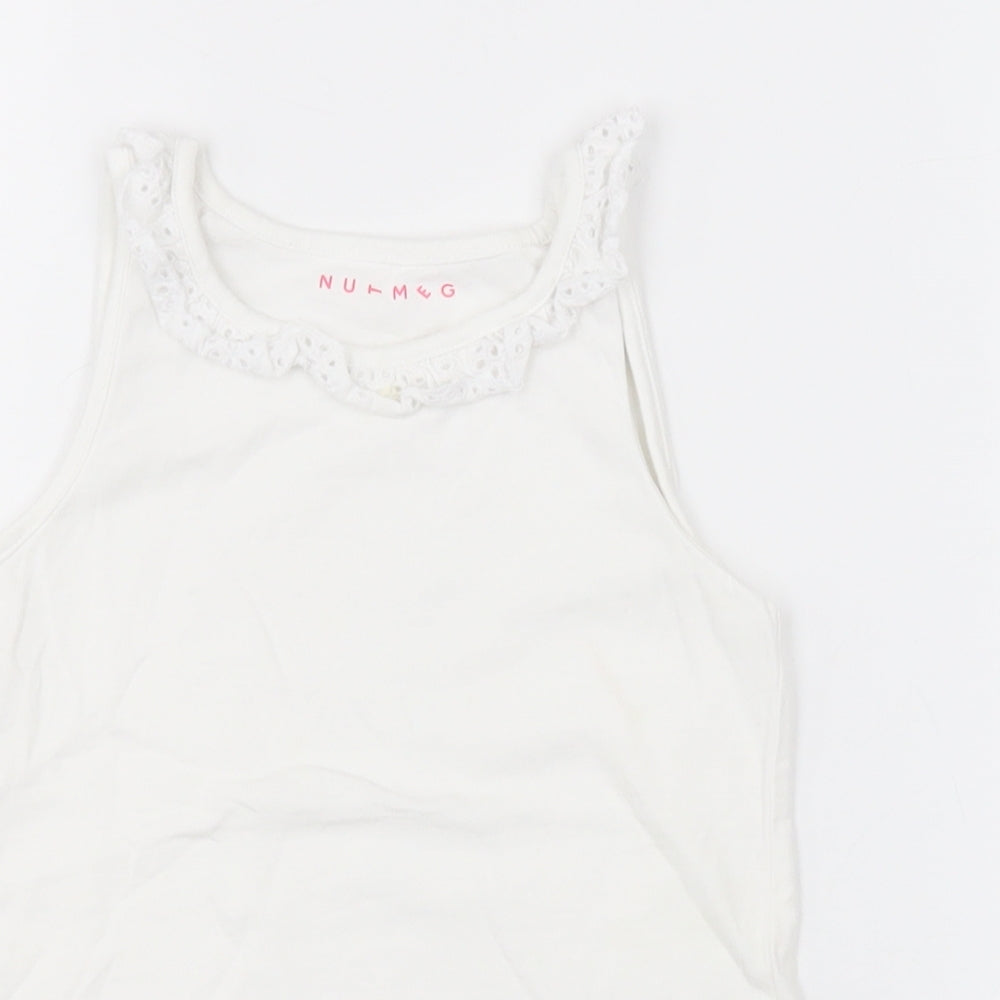 Nutmeg Girls White   Basic Tank Size 5-6 Years