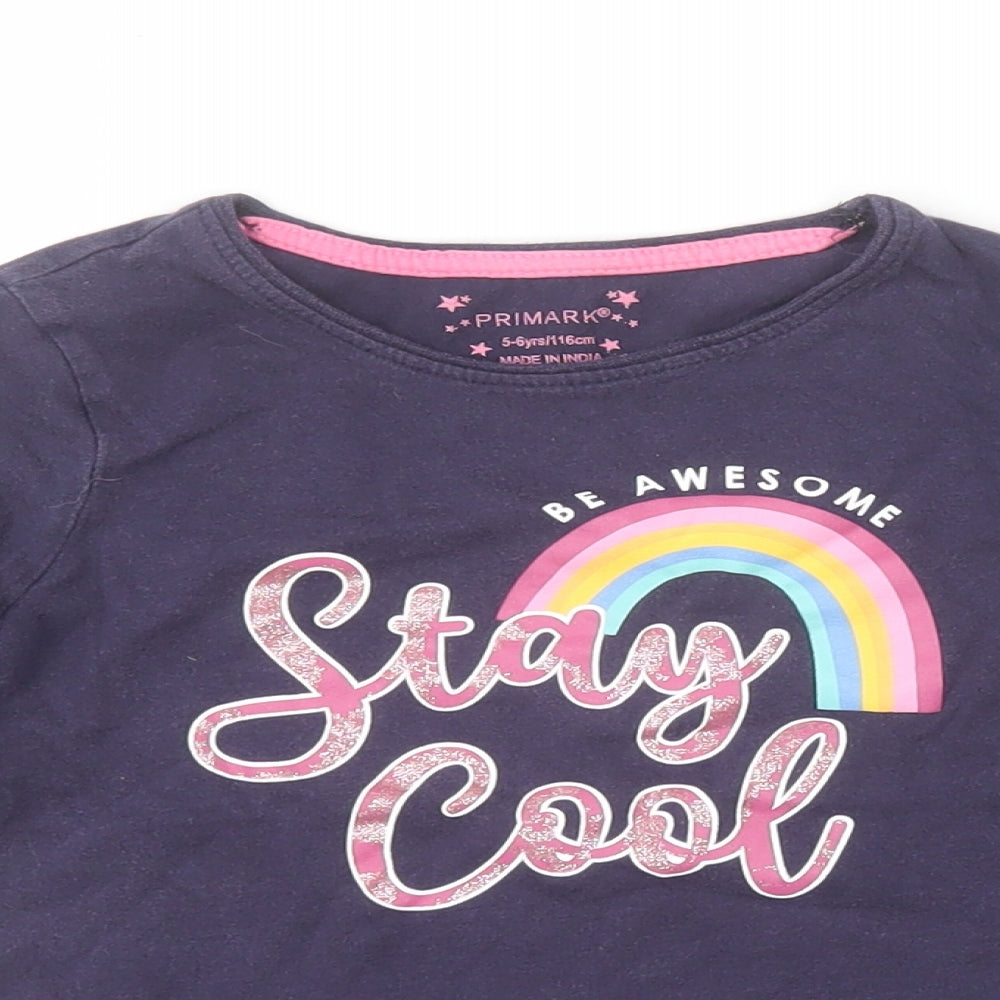 Primark Girls Purple   Basic T-Shirt Size 5-6 Years
