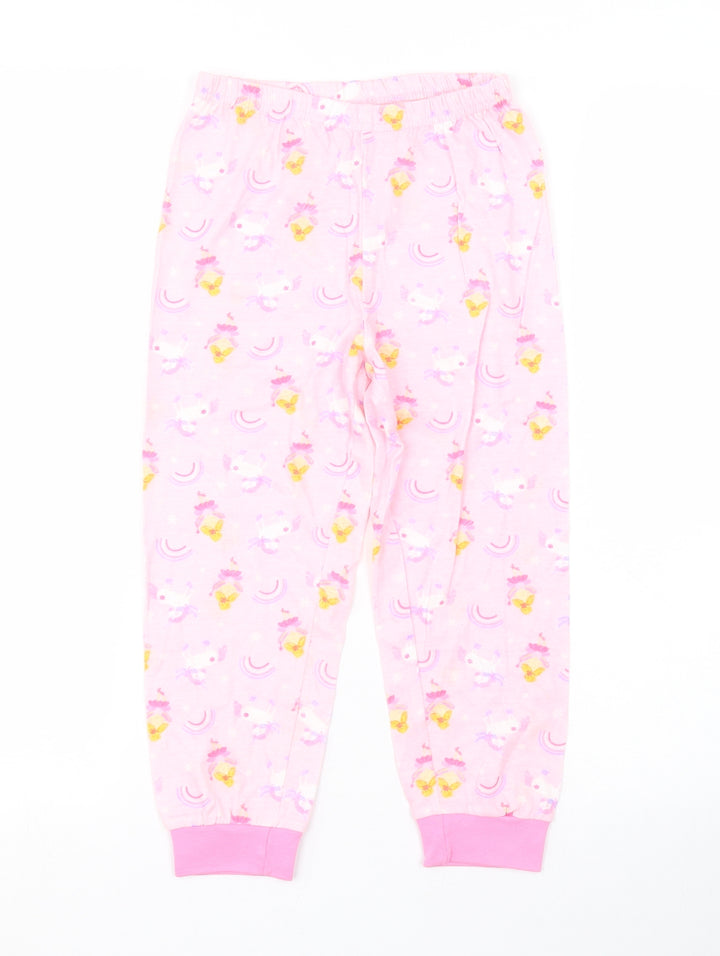 Preworn Girls Pink Animal Print   Pyjama Set Size 5-6 Years  - UNICORN