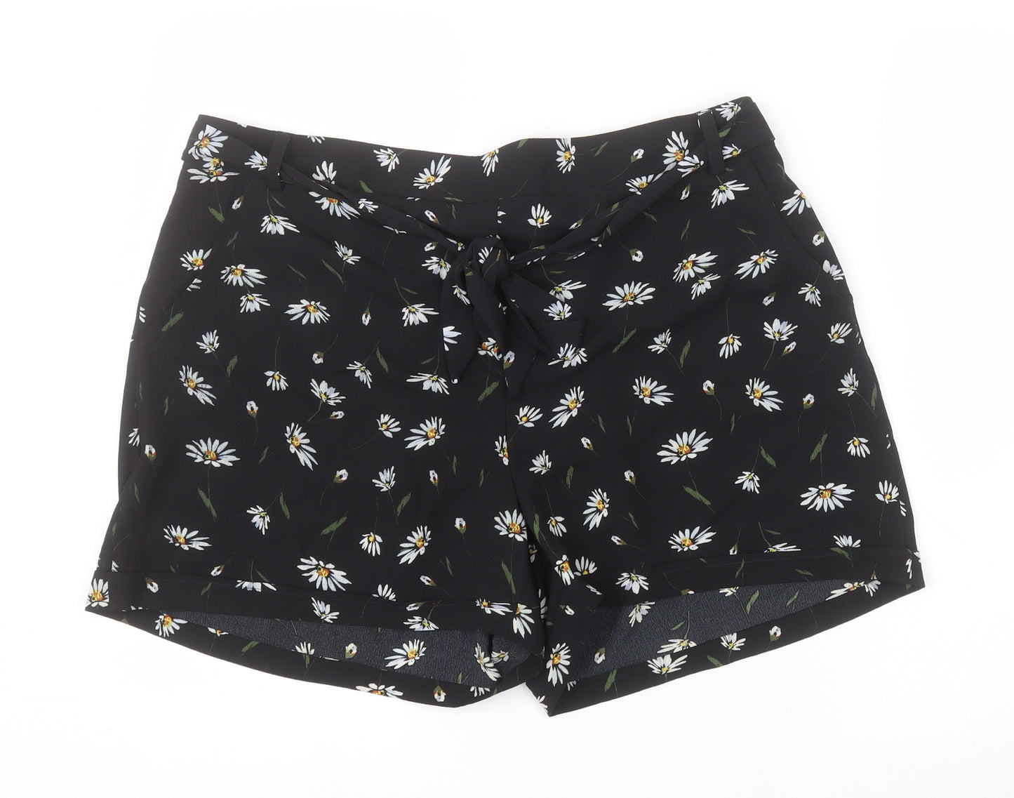 Papaya Womens Black Floral  Bermuda Shorts Size 18