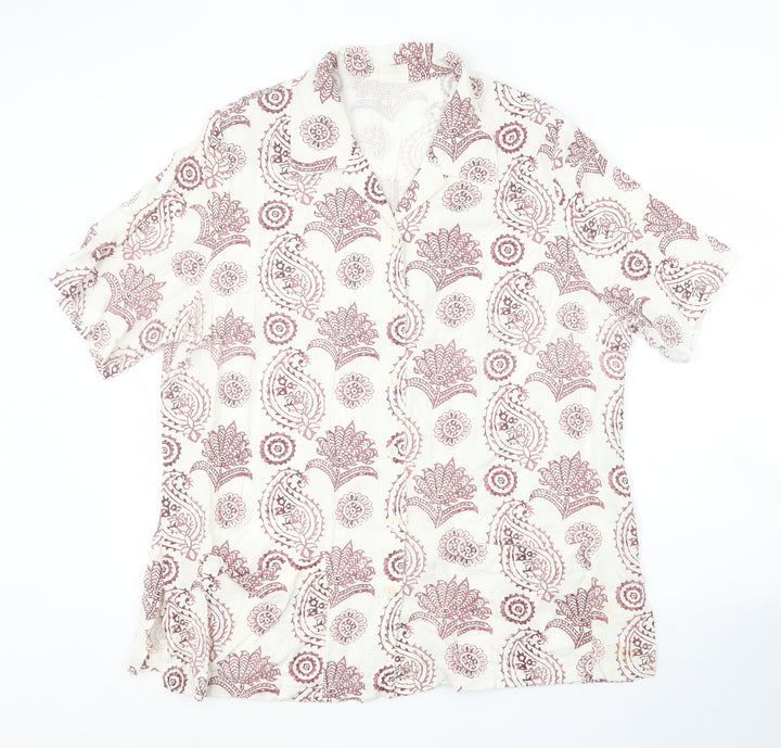 Preworn Mens White Paisley Button-Up