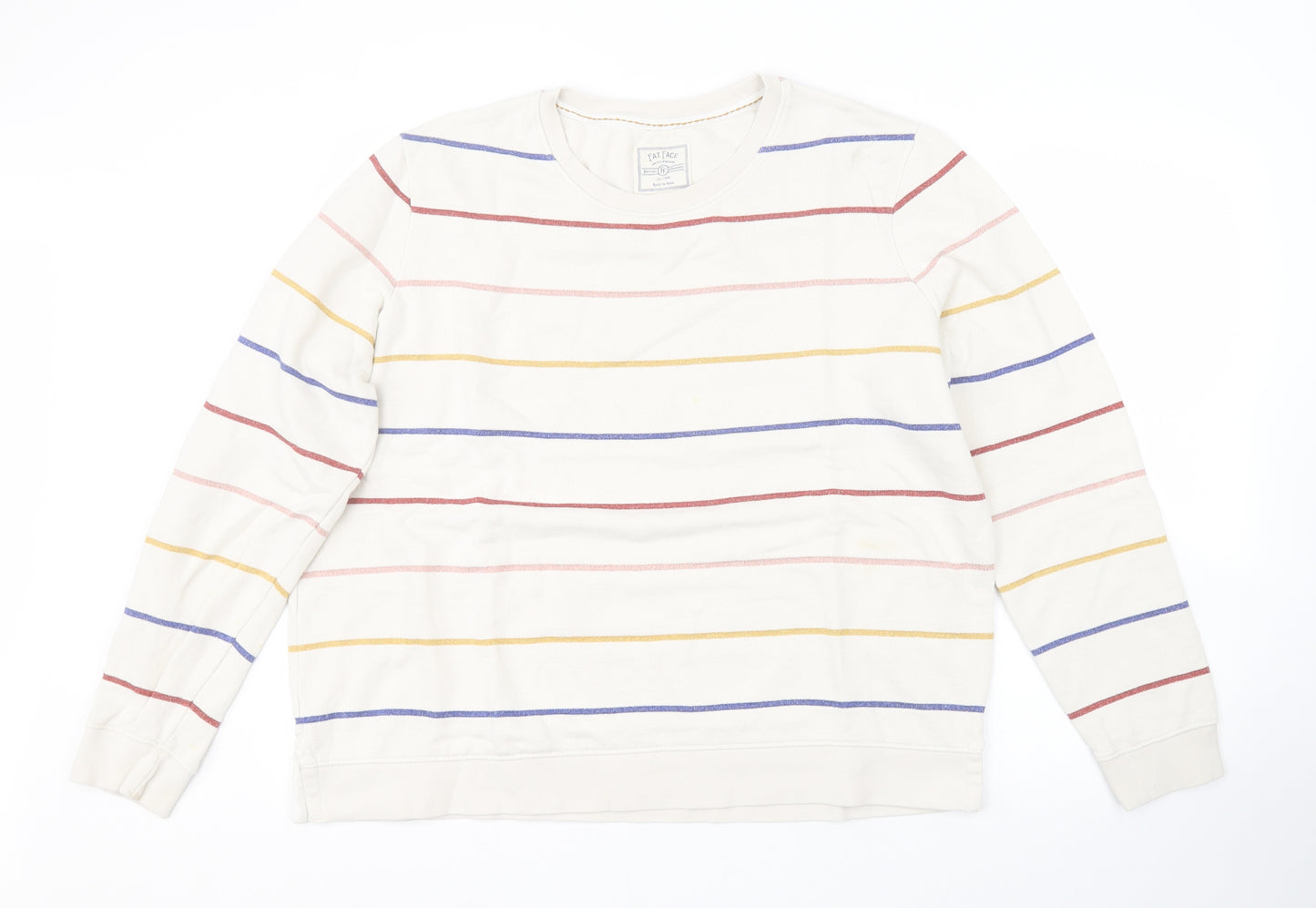 Fat Face Mens White Striped  Pullover Jumper Size L