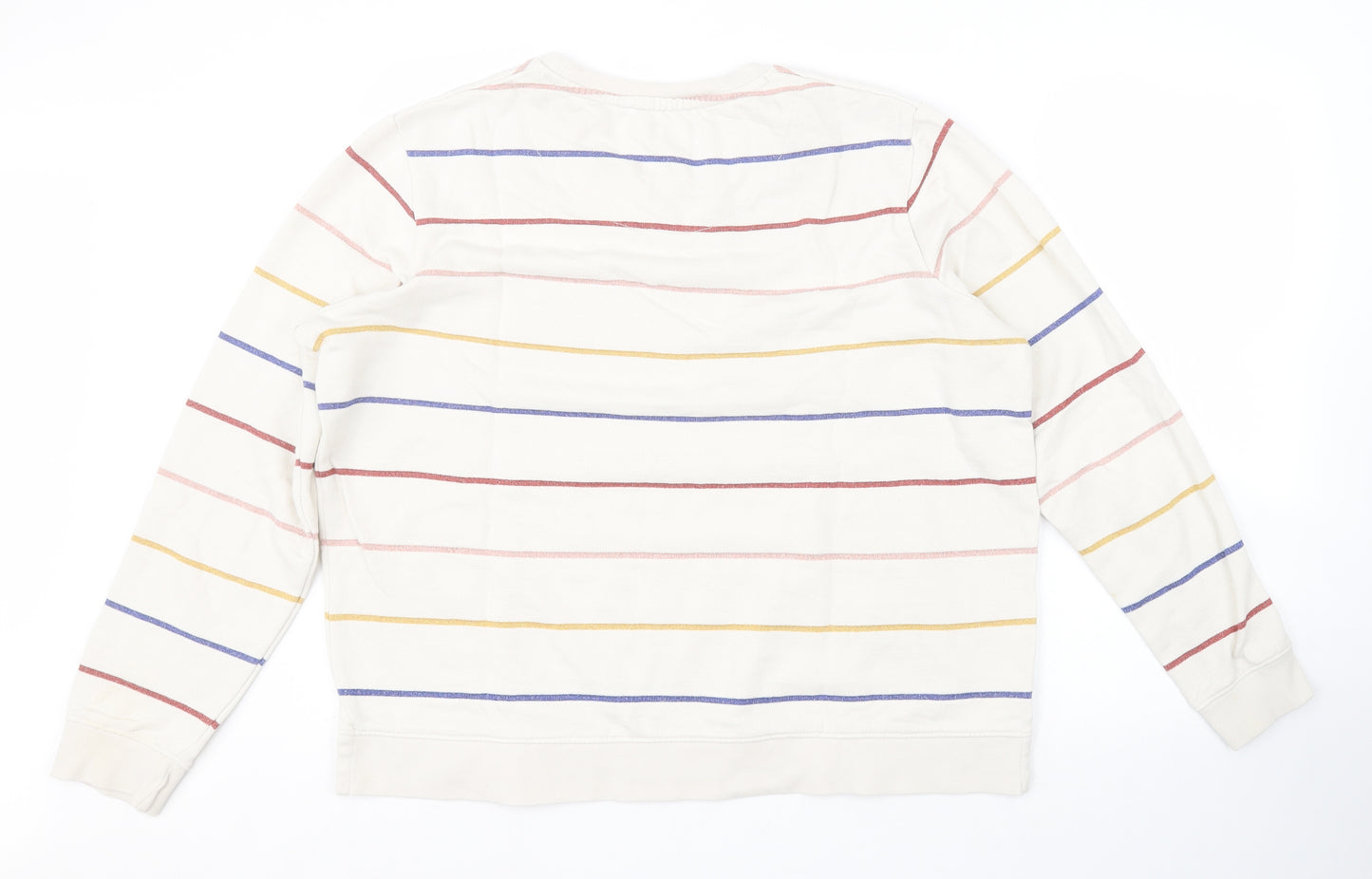 Fat Face Mens White Striped  Pullover Jumper Size L