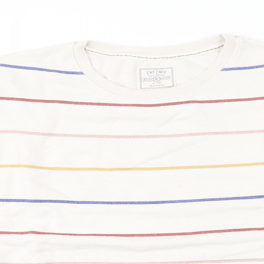 Fat Face Mens White Striped  Pullover Jumper Size L
