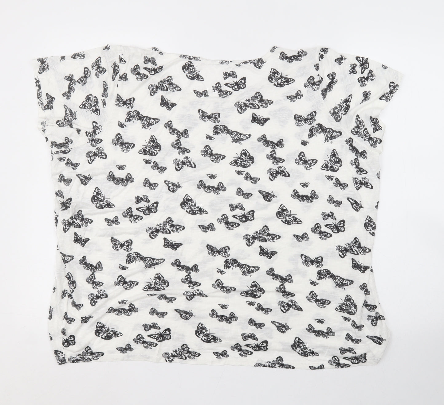 George Womens White Animal Print  Basic T-Shirt Size 22