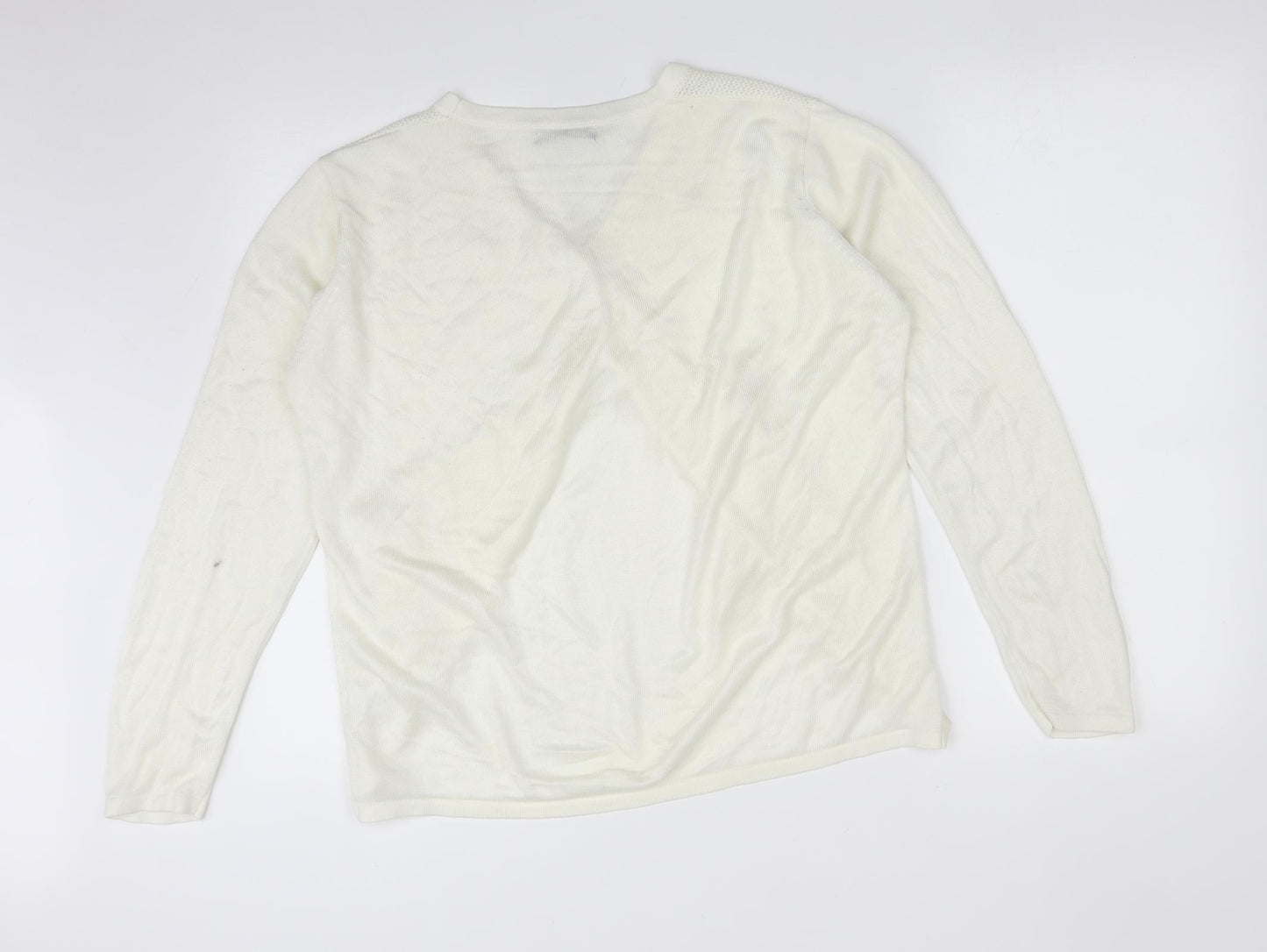 BM Womens White   Cardigan Jumper Size M