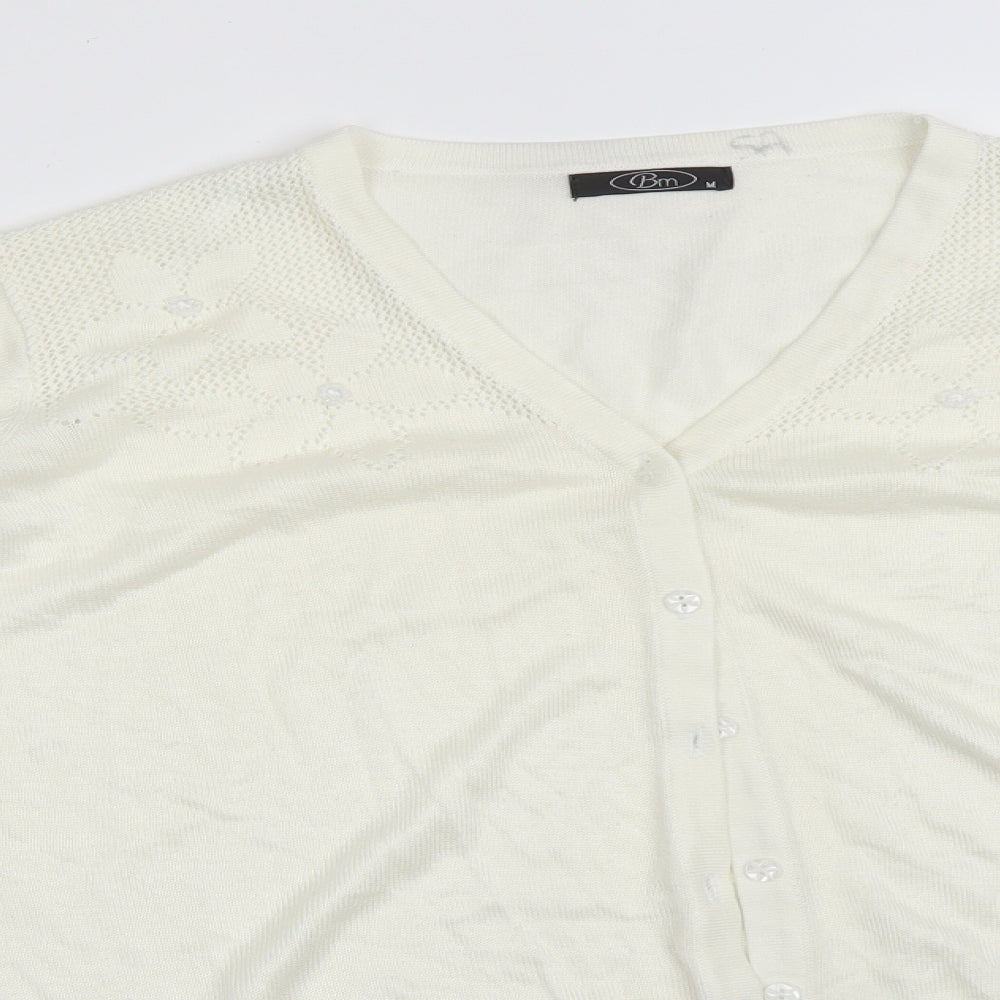 BM Womens White   Cardigan Jumper Size M
