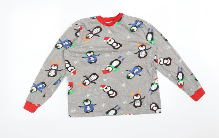 Mens Pyjamas Mens Grey Animal Print Pyjama Top Size S - PENGUINS CHRISTMAS