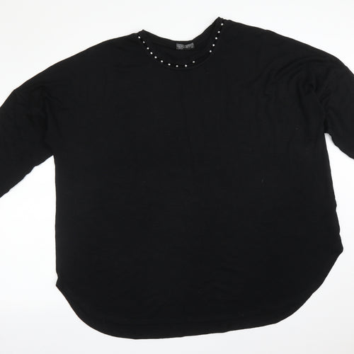 Papaya Womens Black   Basic T-Shirt Size 24