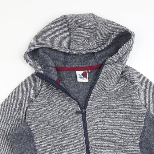 Weird Fish Womens Blue Striped  Full Zip Hoodie Size 12