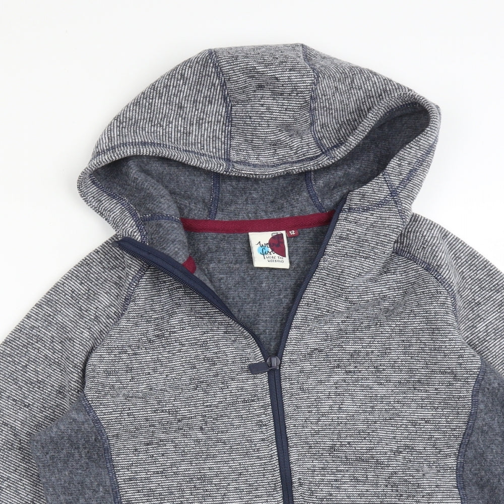 Weird Fish Womens Blue Striped  Full Zip Hoodie Size 12