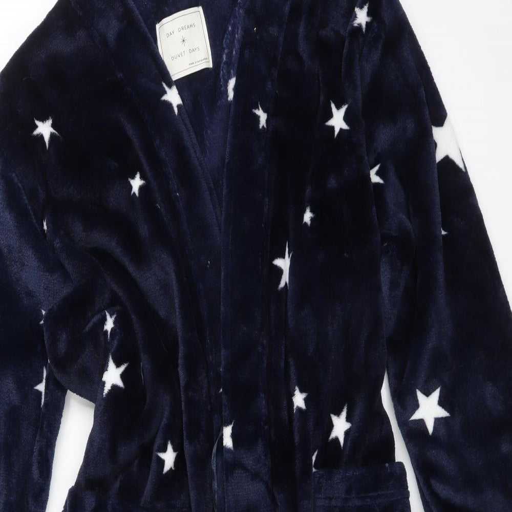 M&S Mens Blue Solid   Robe Size L  - STARS