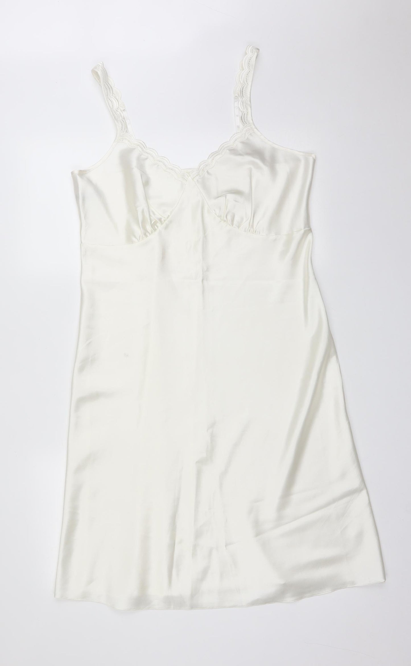 M&S Womens White Solid   Dress Size 16