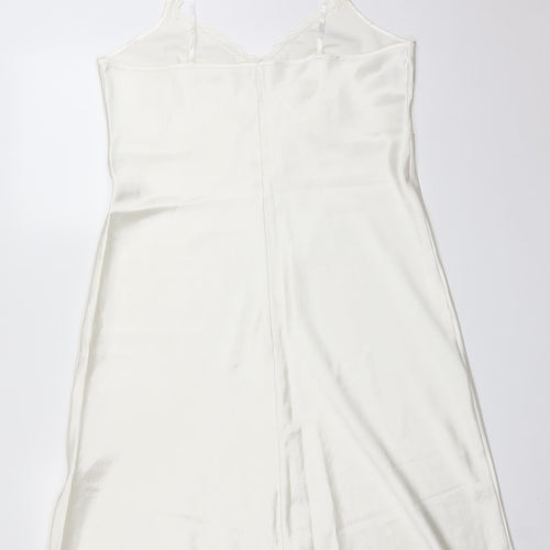 M&S Womens White Solid   Dress Size 16
