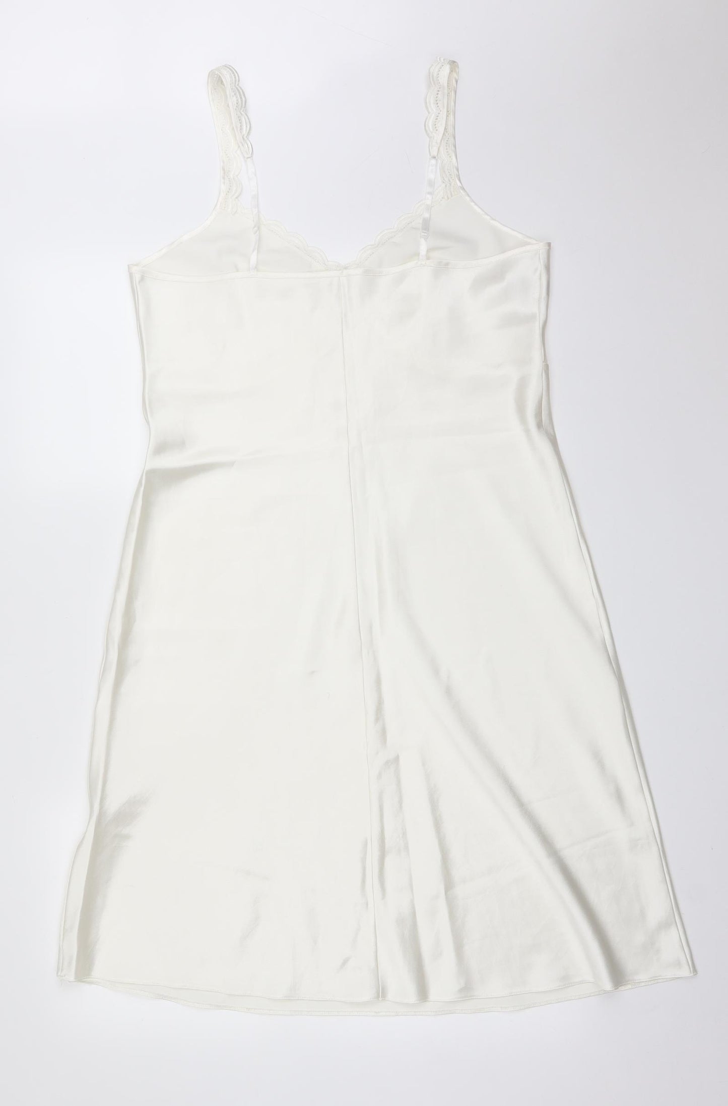 M&S Womens White Solid   Dress Size 16