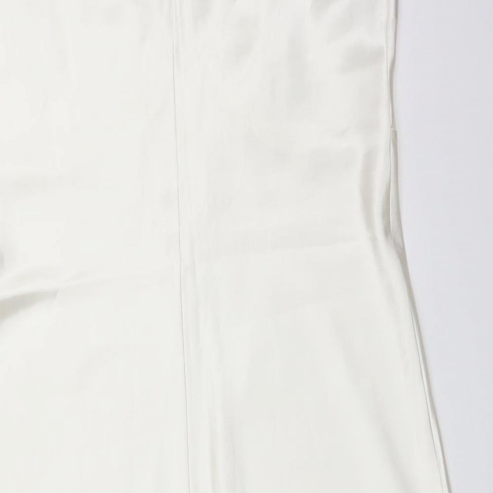 M&S Womens White Solid   Dress Size 16