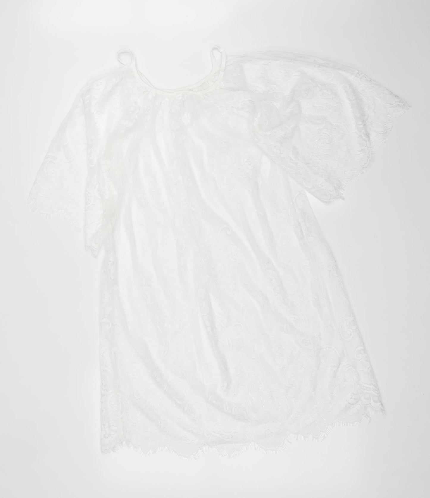 Preworn Womens White Floral  A-Line  Size XL