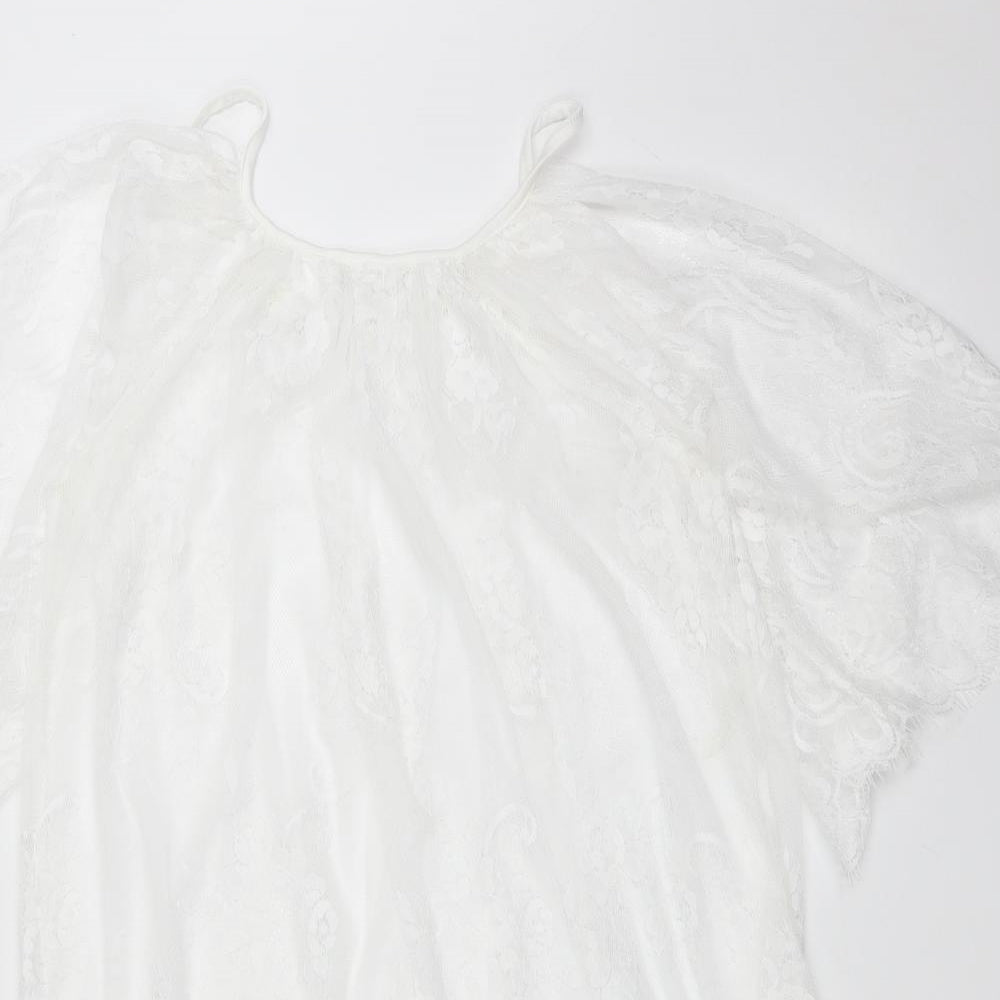 Preworn Womens White Floral  A-Line  Size XL