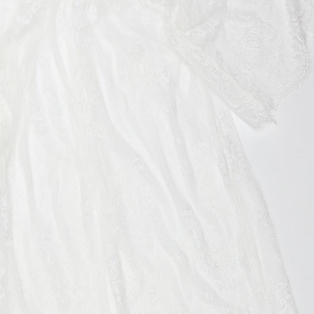 Preworn Womens White Floral  A-Line  Size XL