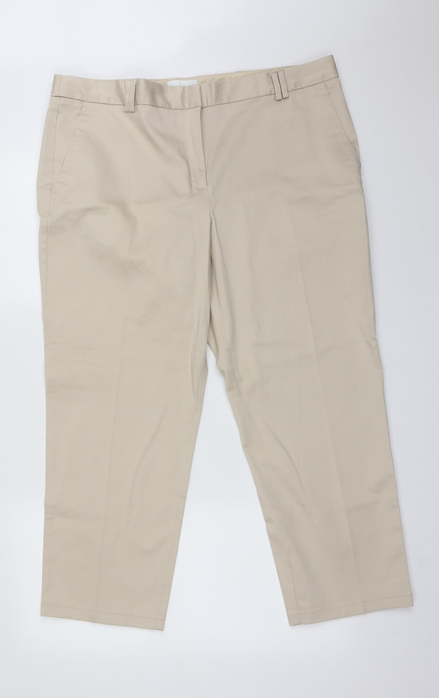 M&S Womens Beige   Chino Trousers Size 18 L26 in