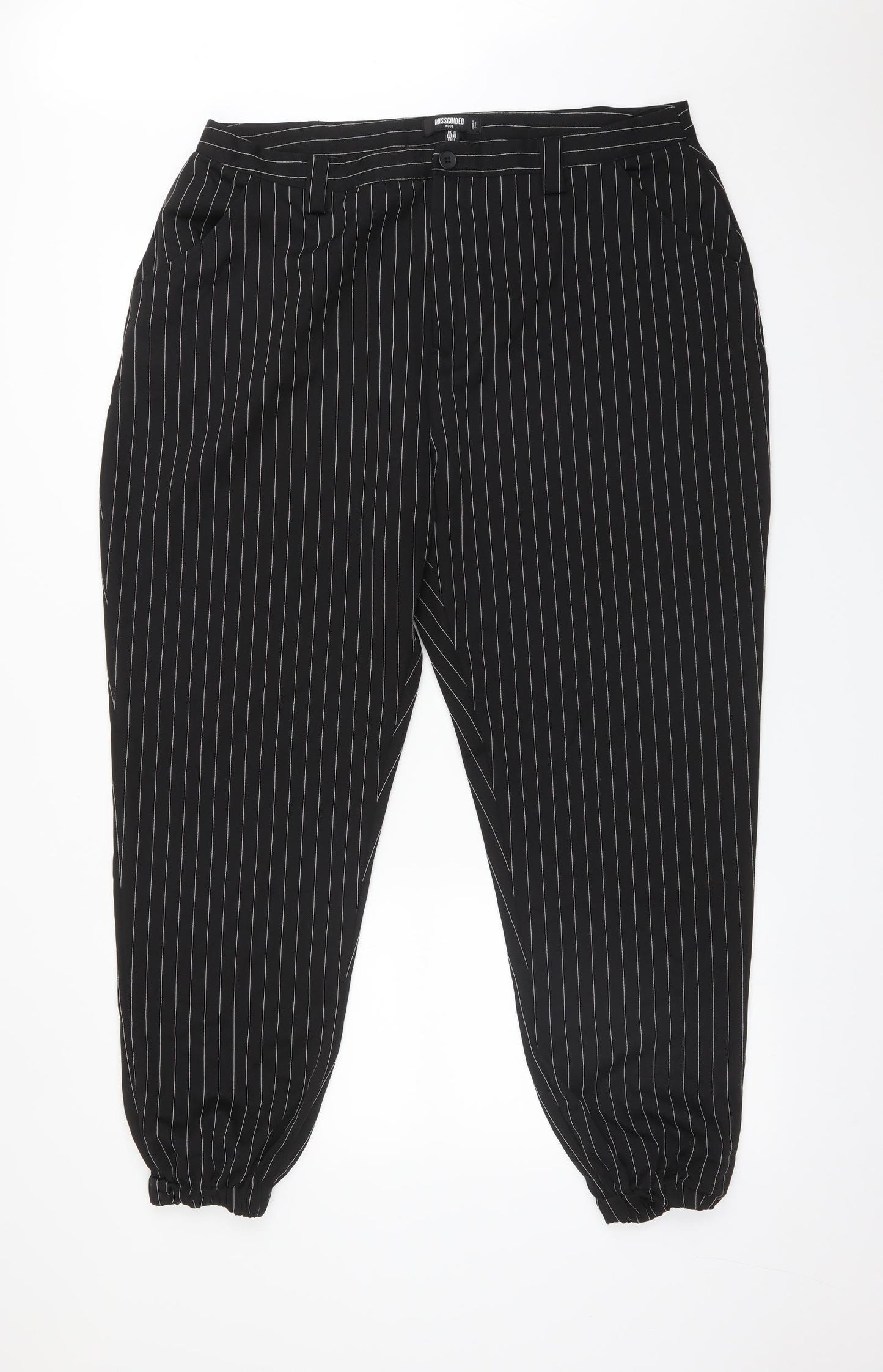 Missguided Womens Black Striped  Bloomer Trousers Size 18 L29 in