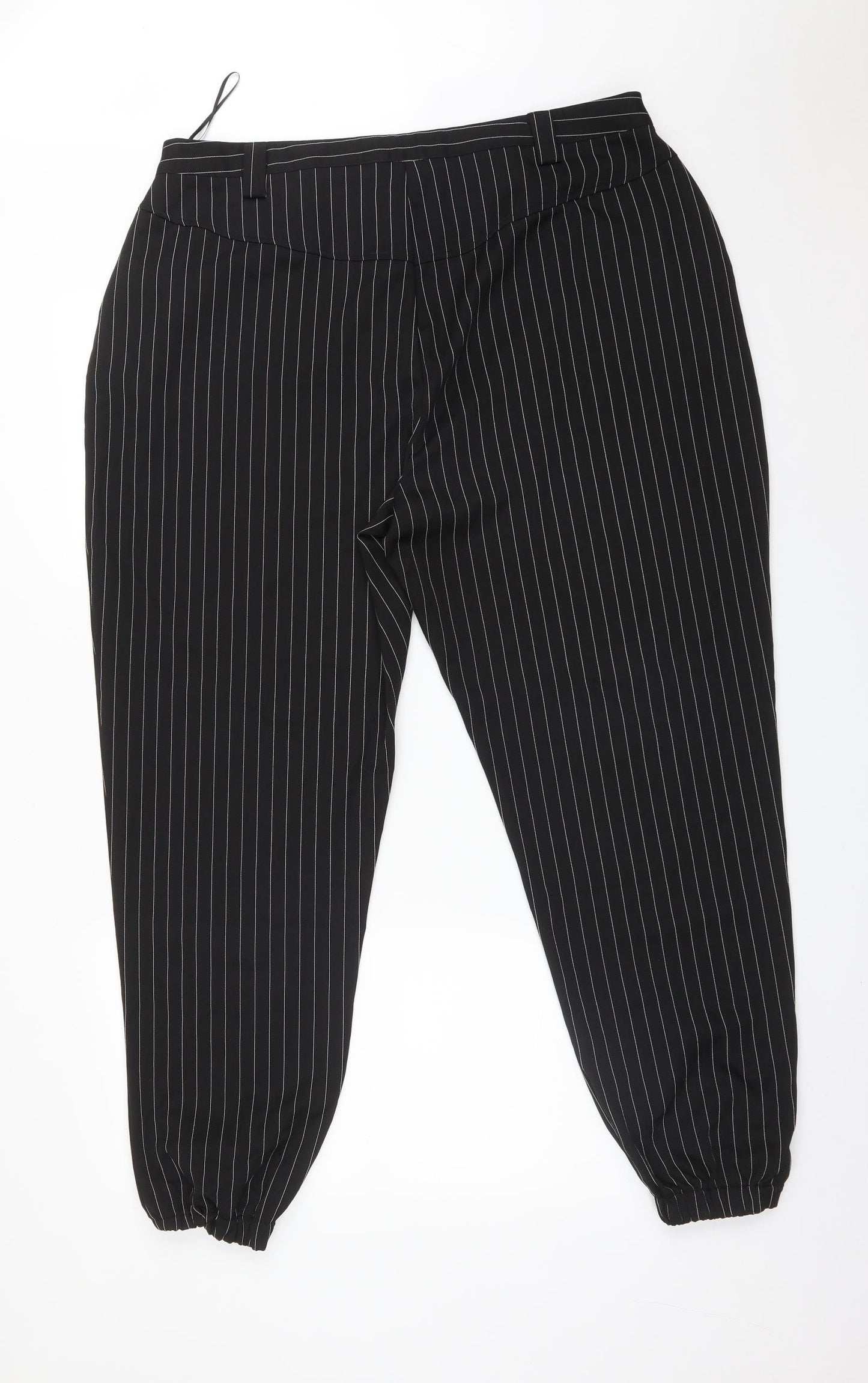 Missguided Womens Black Striped  Bloomer Trousers Size 18 L29 in