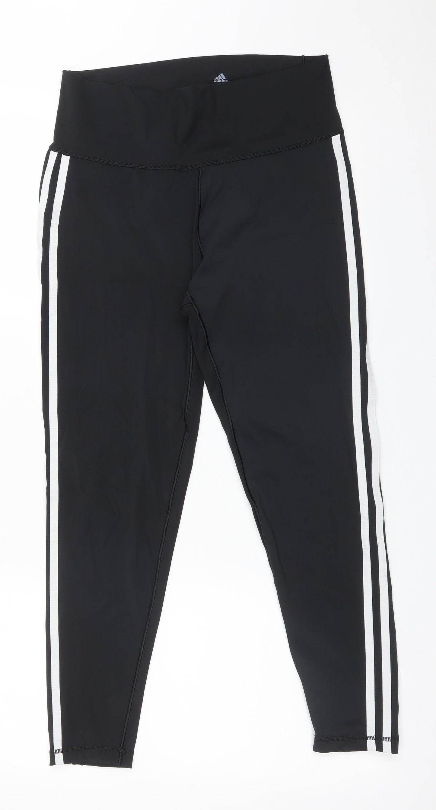 adidas Womens Black Striped   Leggings Size L L25 in