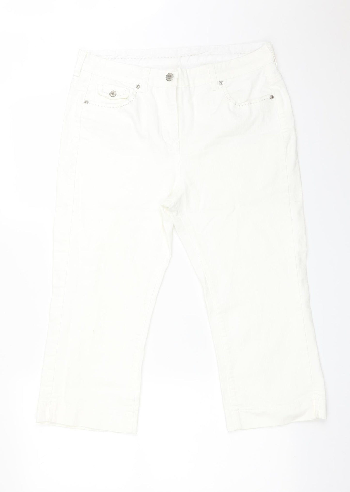 M&S Womens White   Cropped Jeans Size 14