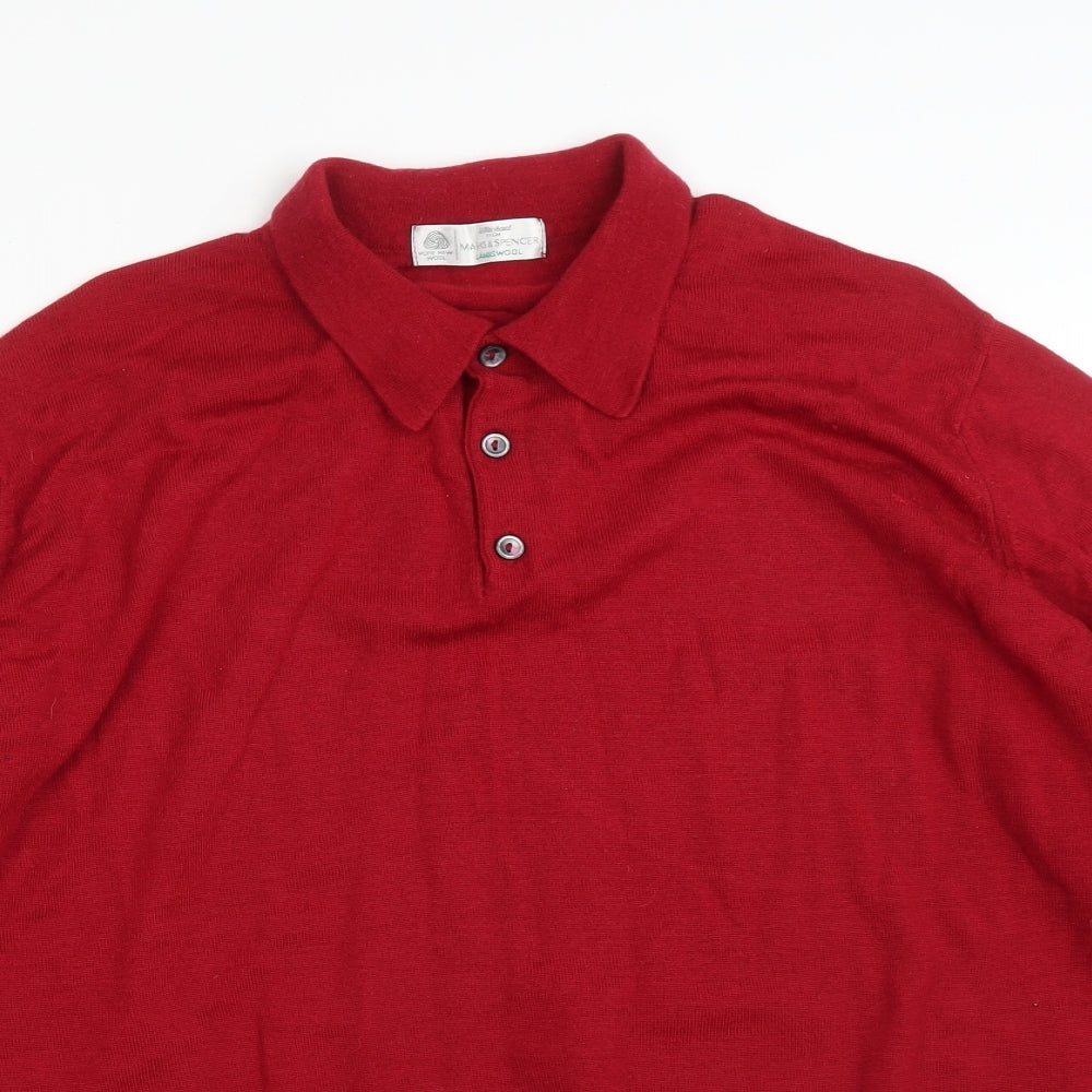 M&S Mens Red    Polo Size XL
