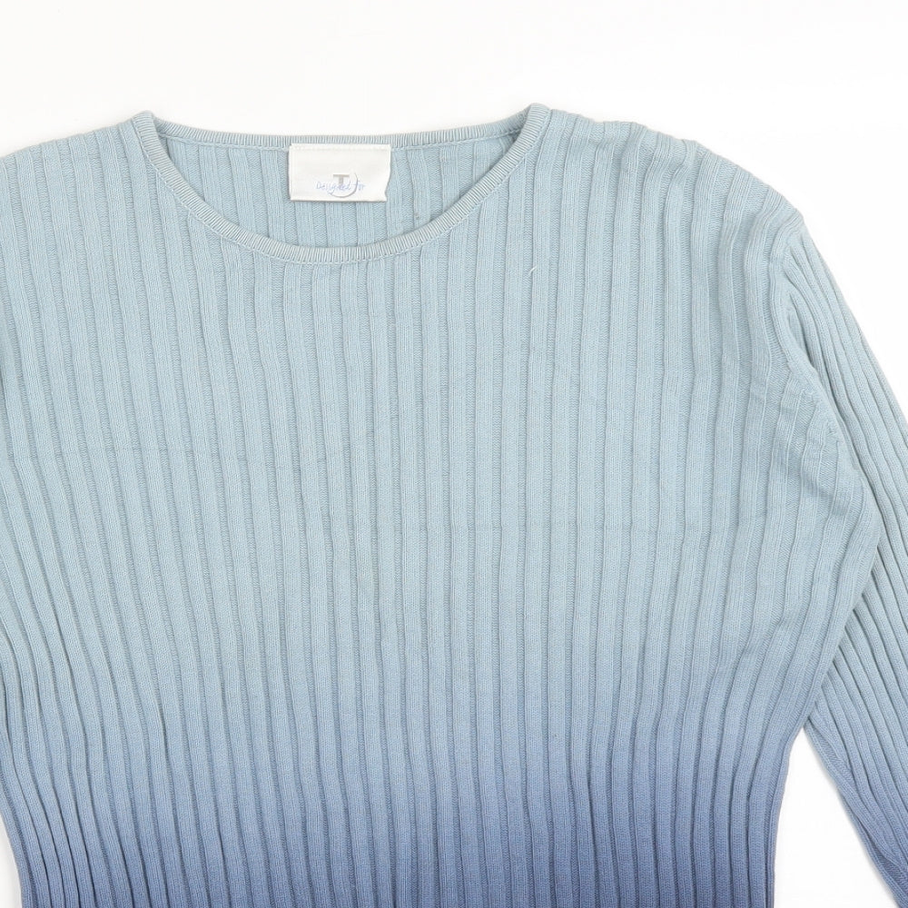 DESIGNED FOR TESCO Womens Blue Striped  Basic T-Shirt Size 14