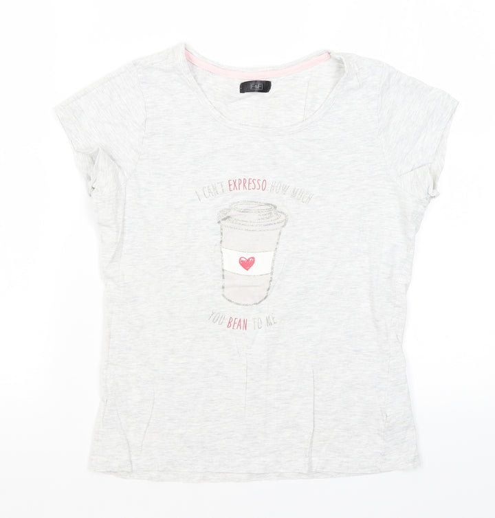 F&F Womens Grey   Basic T-Shirt Size 6  - Coffee