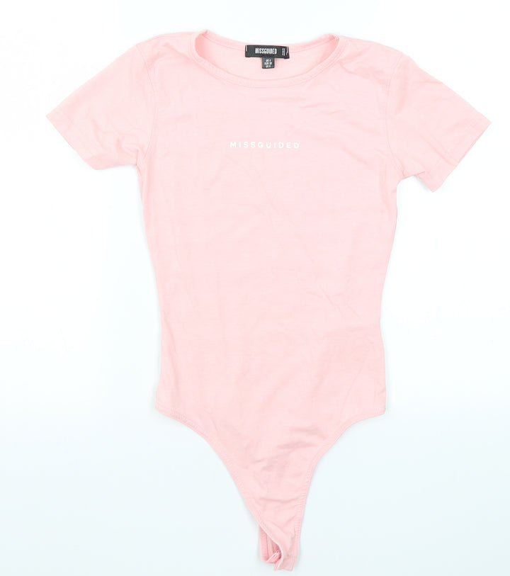 Missguided Womens Pink   Bodysuit One-Piece Size 4