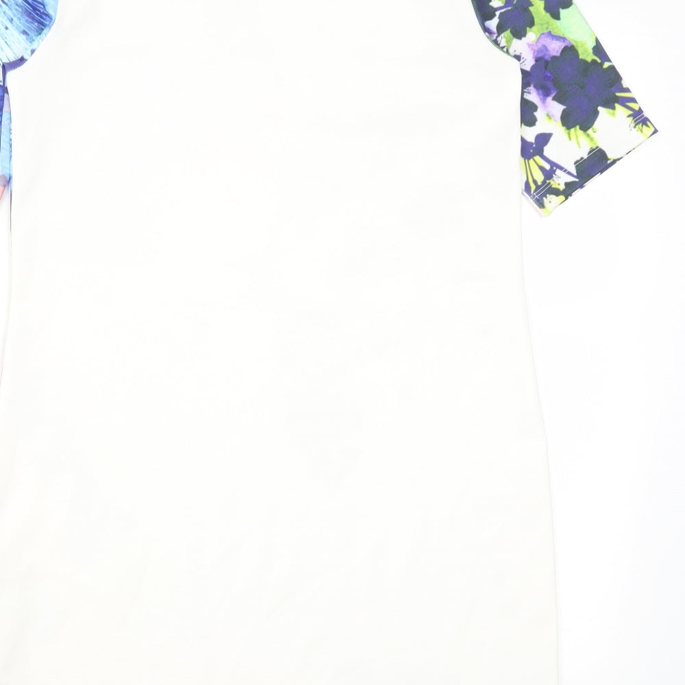 ASOS Womens White Floral  T-Shirt Dress  Size 8
