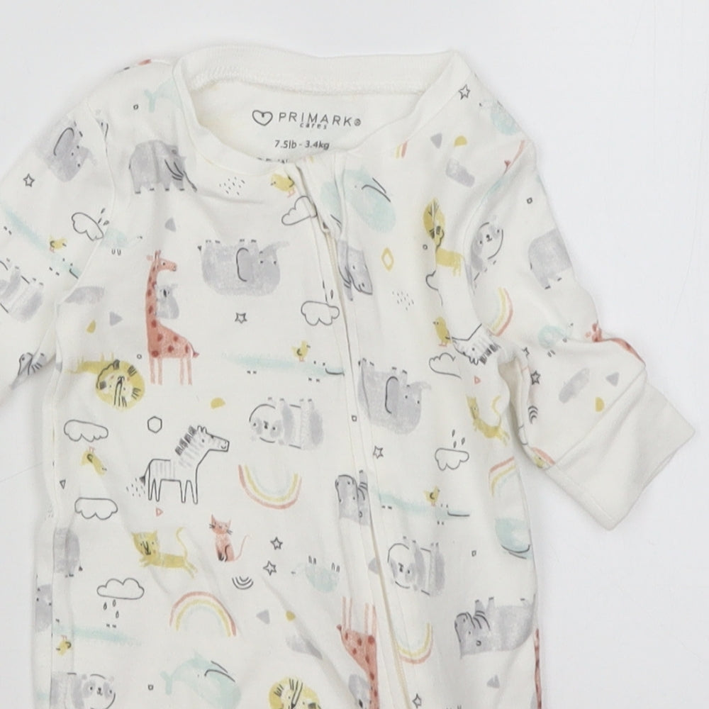 Primark Baby White   Romper One-Piece Size Newborn  - Animals