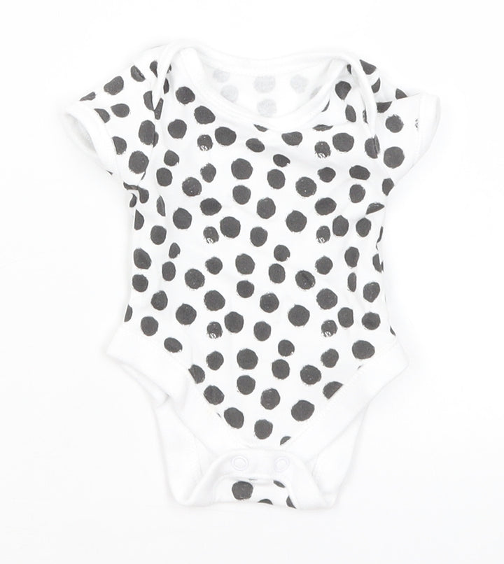 George Baby White Polka Dot Romper One-Piece Size Newborn