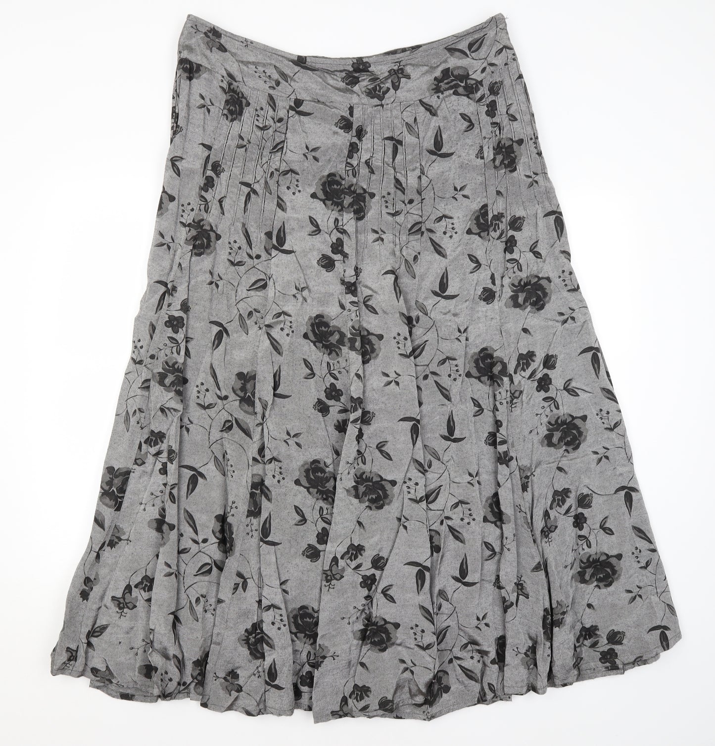 Per Una Womens Grey Floral  A-Line Skirt Size 16