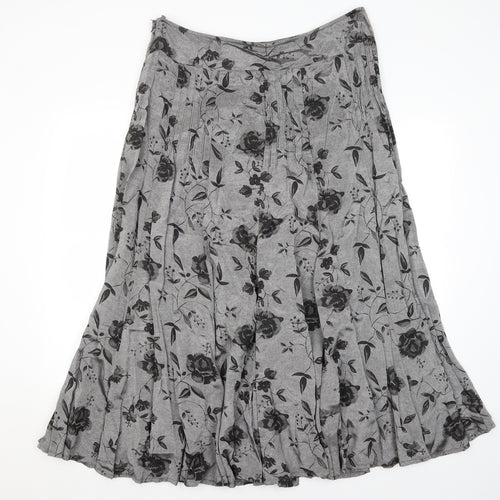 Per Una Womens Grey Floral  A-Line Skirt Size 16