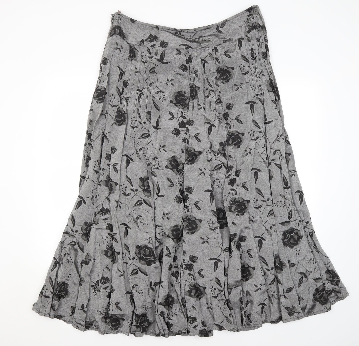 Per Una Womens Grey Floral  A-Line Skirt Size 16