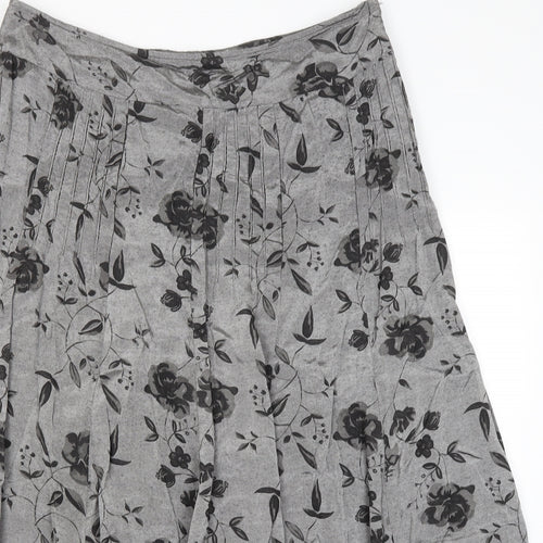 Per Una Womens Grey Floral  A-Line Skirt Size 16