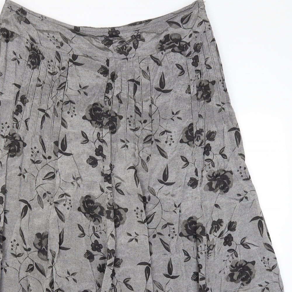 Per Una Womens Grey Floral  A-Line Skirt Size 16