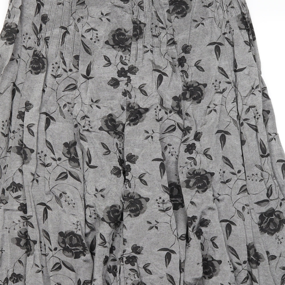 Per Una Womens Grey Floral  A-Line Skirt Size 16