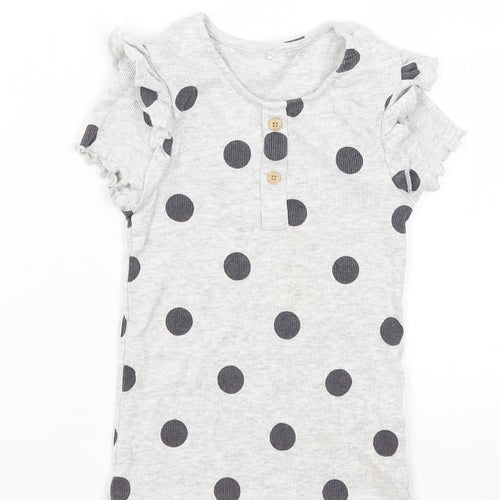 George Girls Green Polka Dot  Basic T-Shirt Size 5-6 Years