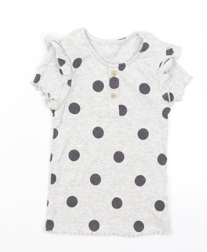 George Girls Green Polka Dot  Basic T-Shirt Size 5-6 Years