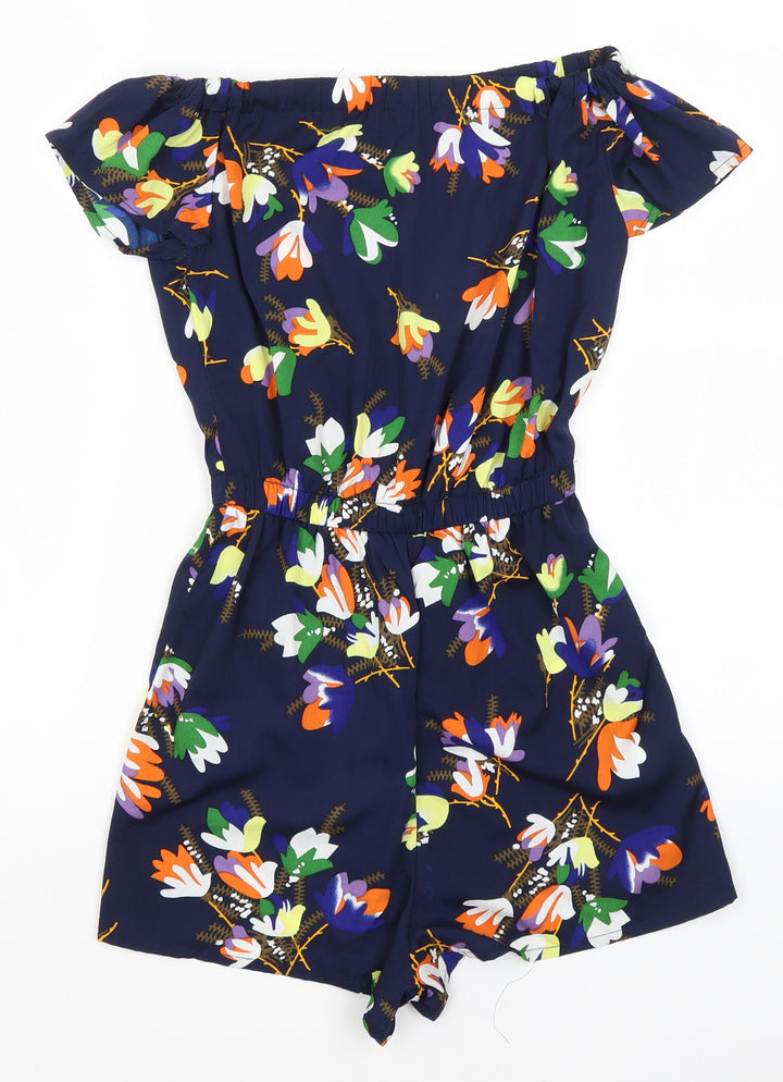Atmosphere Womens Blue Floral Romper One-Piece Size 4