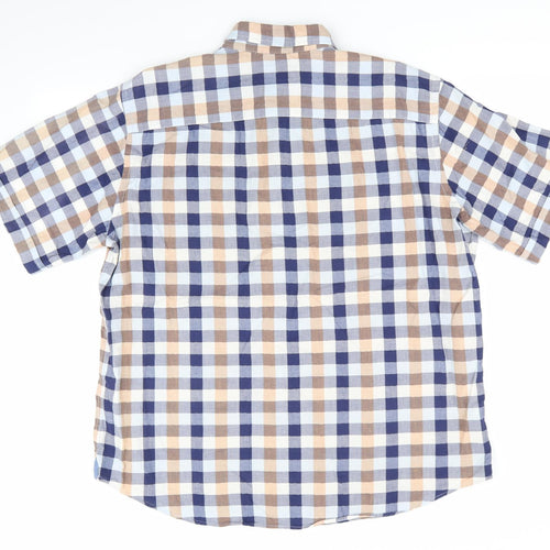 Blue Harbour Mens Blue Check   Button-Up Size XL  - Buttoned Collar Blue Beige White
