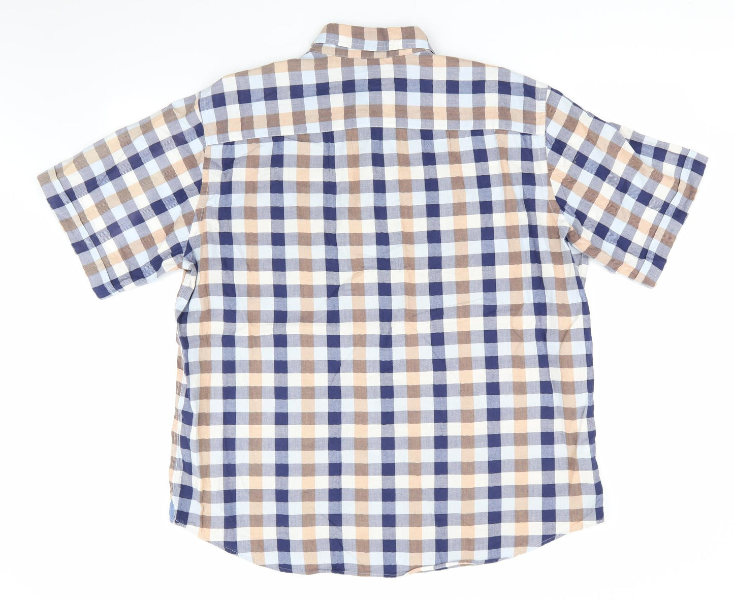 Blue Harbour Mens Blue Check   Button-Up Size XL  - Buttoned Collar Blue Beige White