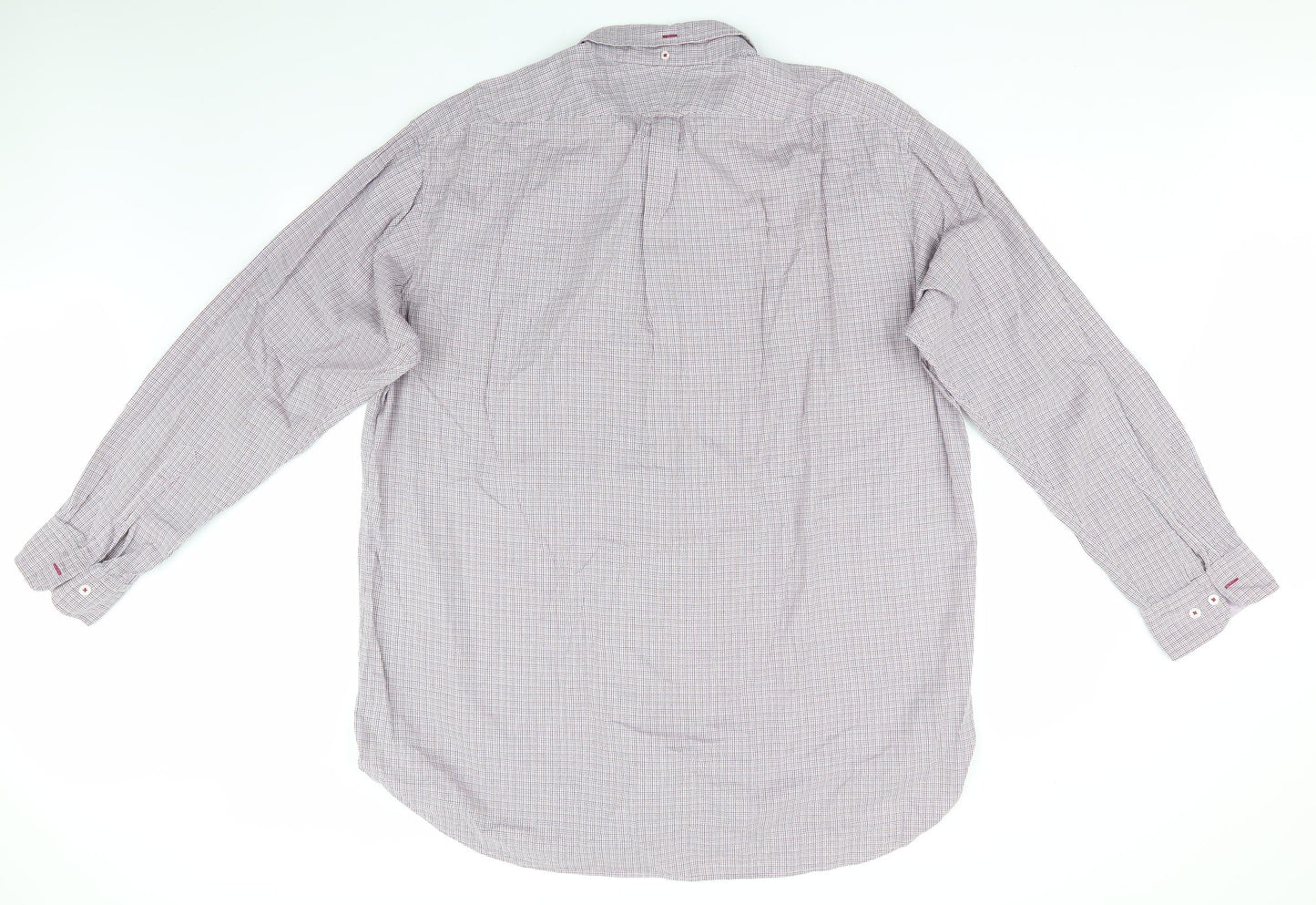 Tomas Mayes Mens Purple Check   Button-Up Size 2XL  - Lilac Pink Blue Orange fine line checks Buttons Collar