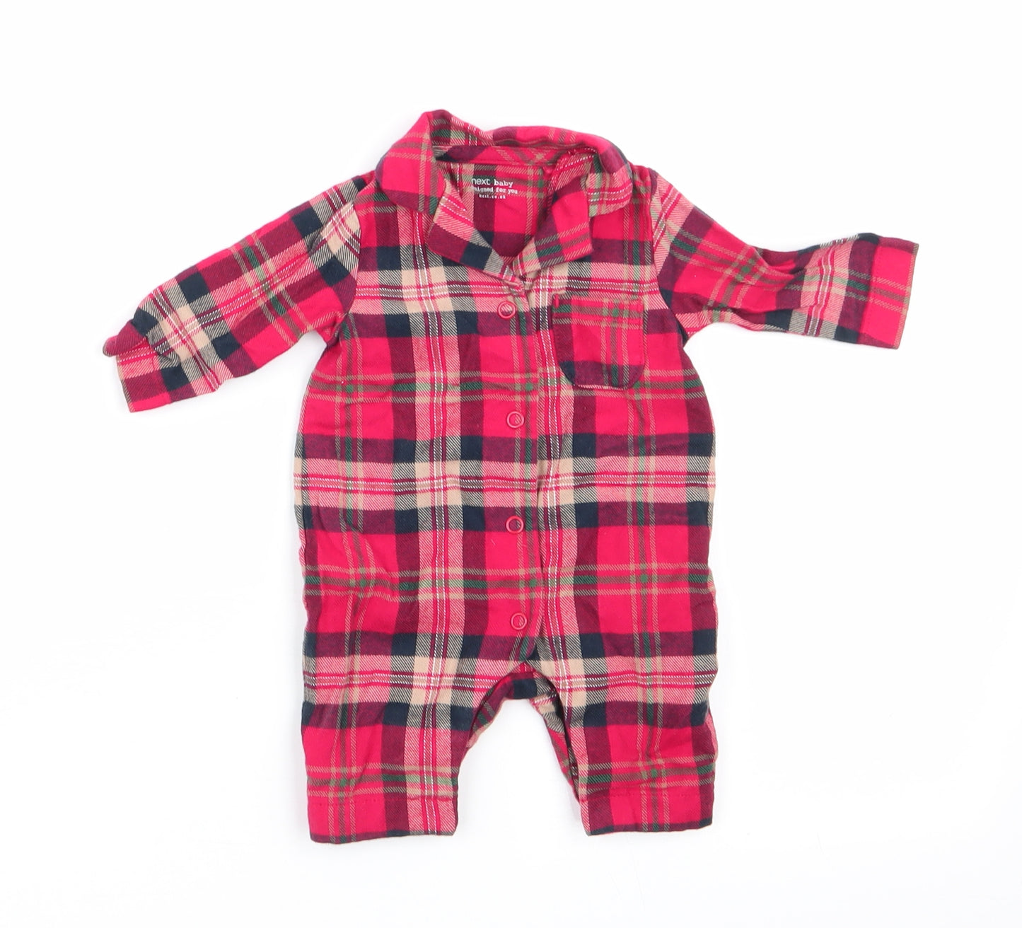 NEXT Boys Red Check   One Piece Size Newborn  - Red Beige Green Blue checks