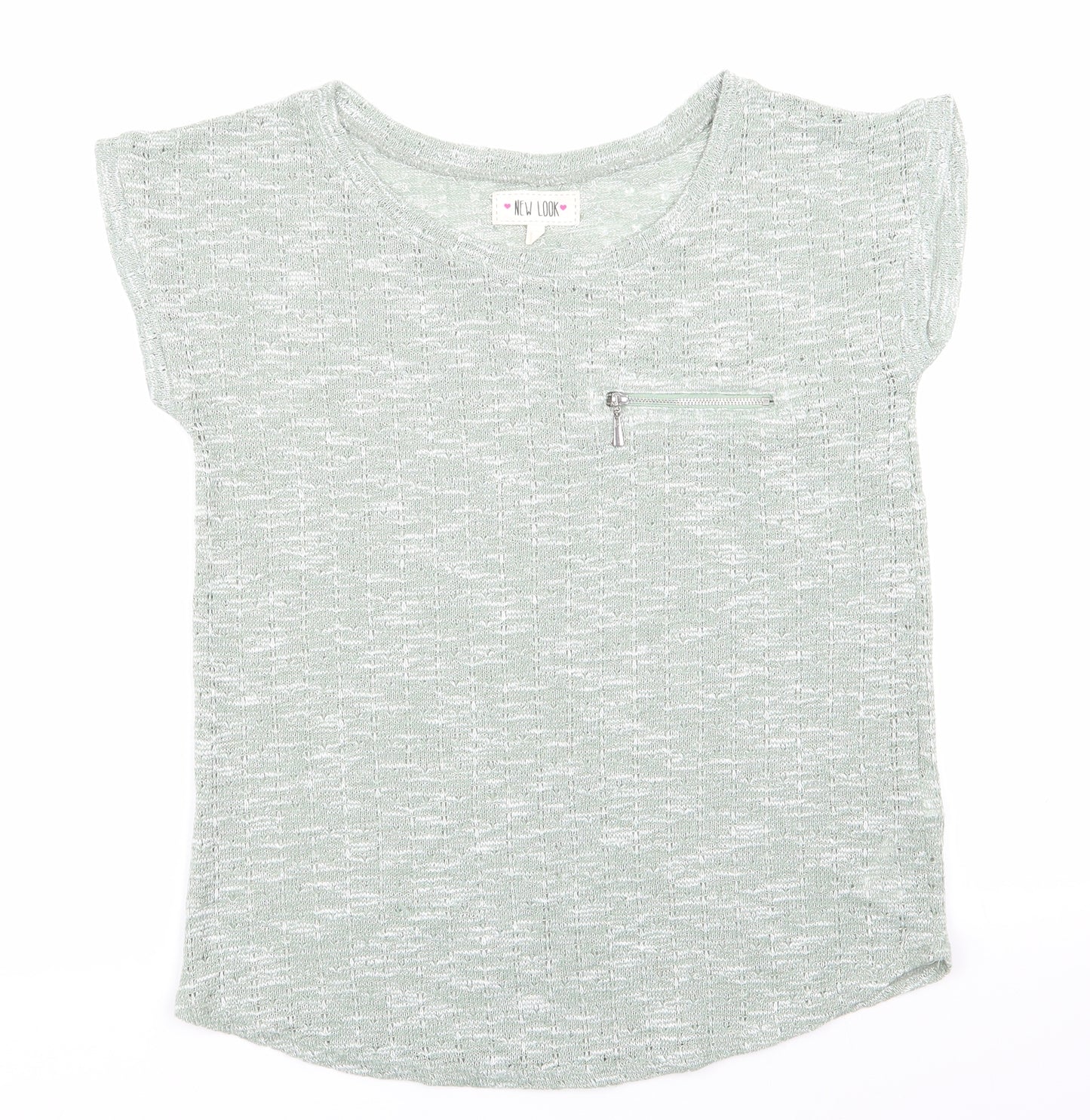 New Look Womens Green   Pullover Jumper Size 10  - Zip Pocket Green & White mix